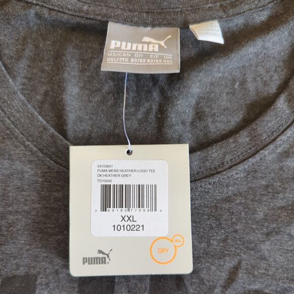 PUMA Men's Essentials Heather Logo Tee, XXL, Dark Heather Grey, Dry Cell - Picture 2 of 7